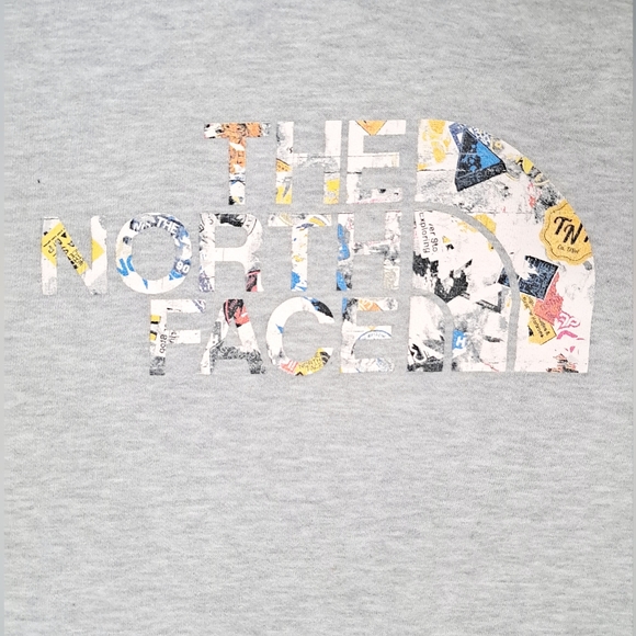The North Face Womens Grey Hoodie Printed Pullover Kangaroo Pockets Logo L - Picture 4 of 15